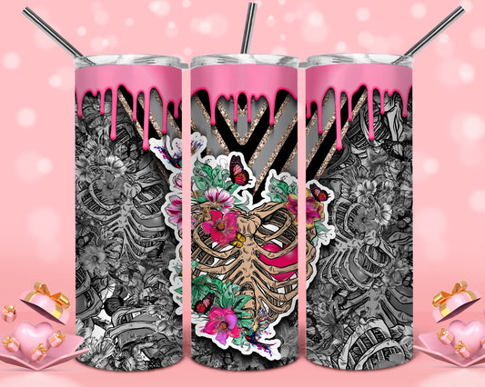 Tumbler Skeleton Heart Design 20oz